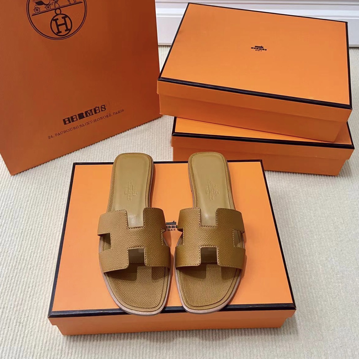 에르메스 올수공 오란 슬리퍼 샌들 앱송 38